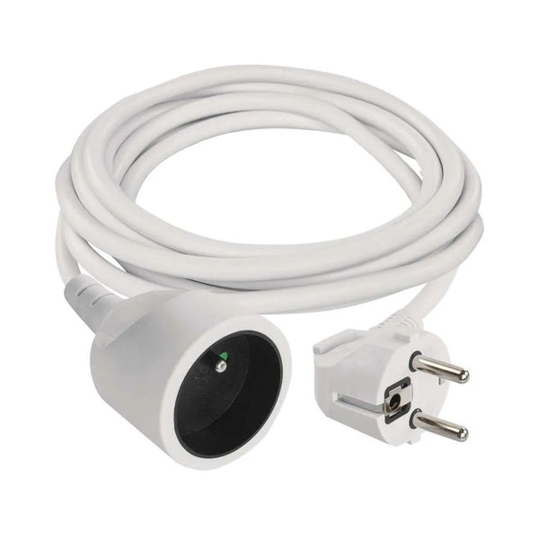 Extension cable - connector, 3 m, white, 3x1.5 mm