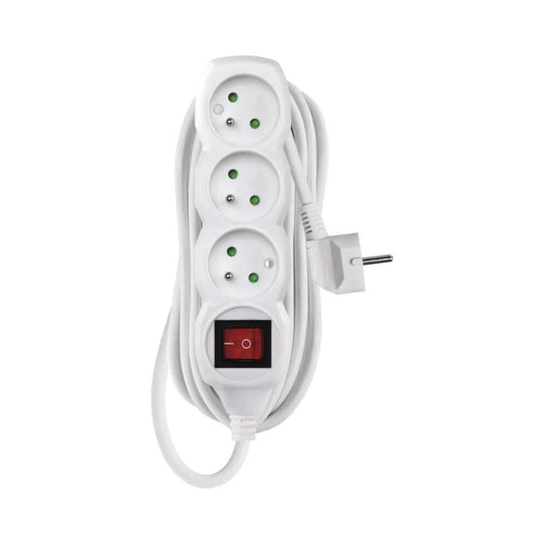 Extension cable with switch for 3 sockets, 5 m, 3x1.5 mm