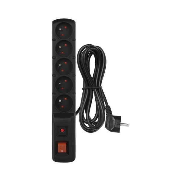 Emos surge protector for 5 sockets 3 m, 3x1 mm, black